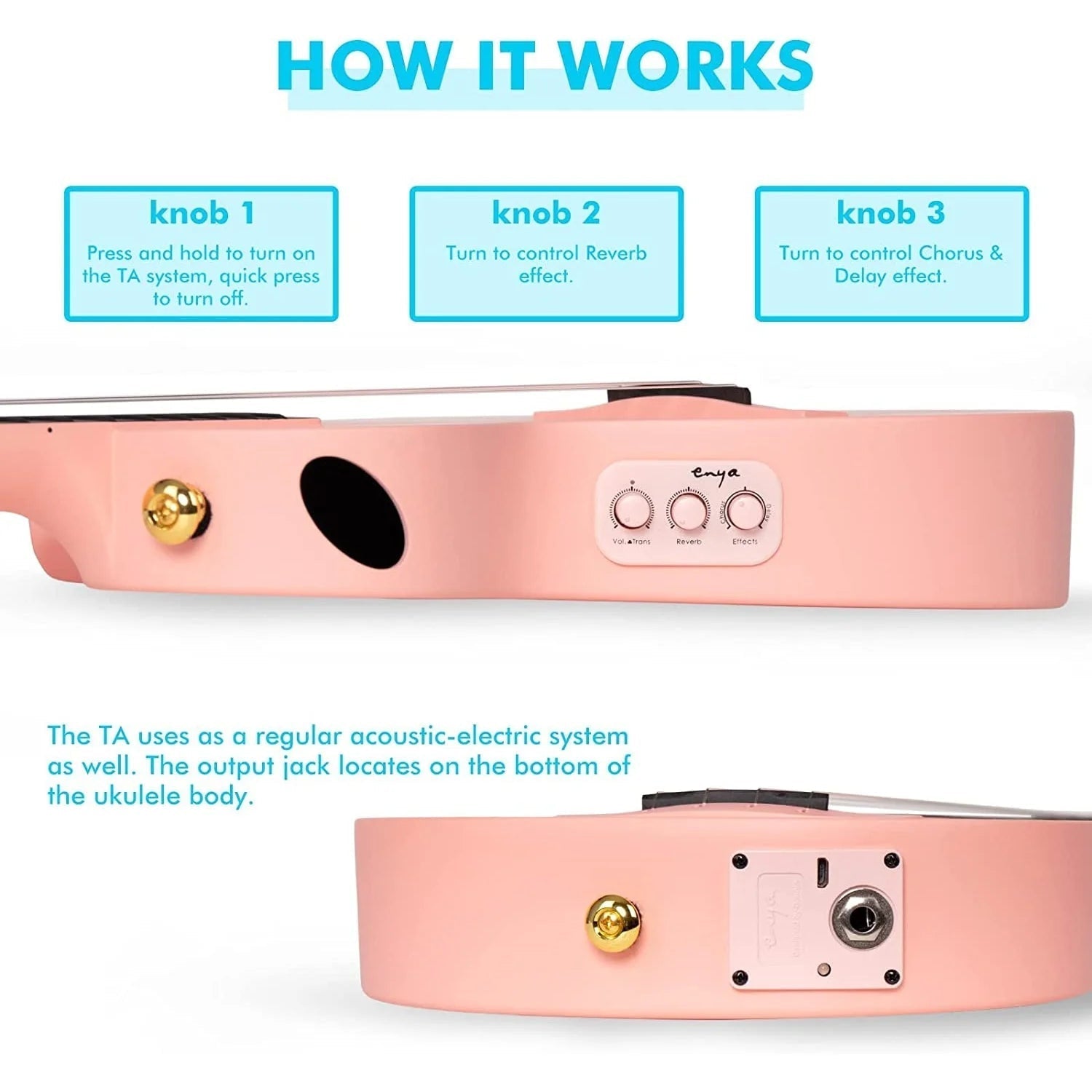 Đàn Ukulele Enya Nova U EQ AcousticPlus - Pink