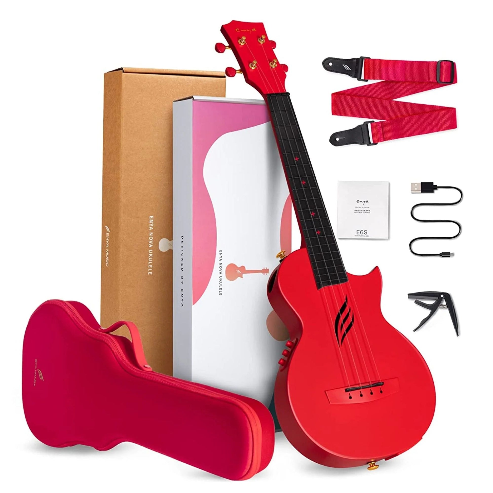 Đàn Ukulele Enya Nova U EQ AcousticPlus - Red