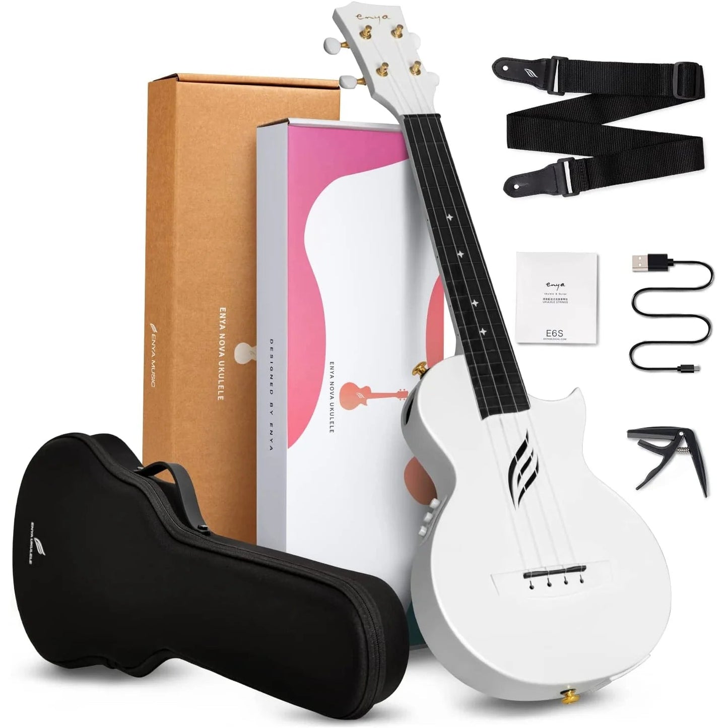 Đàn Ukulele Enya Nova U EQ AcousticPlus - White